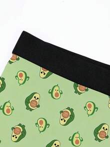 1 chiếc quần boxer nam in hình quả bơ, thiết kế họa tiết trái cây hoạt hình, quần lót cạp trung cá nhân hóa, mặc hàng ngày thoải mái. - màu xanh lá - Xem 5