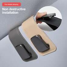 Clip multifunción para gafas de sol de coche, clip de cuero para gafas, soporte para gafas de sol de automóvil, estuche para tarjetas, accesorio interior de automóvil ZVAZ - Negro - Ver 8