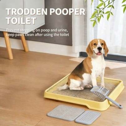 وعاء تدريب الكلاب المقاوم للبقع مع شبكة معدنية قابلة للإزالة، مرحاض تدريب الحيوانات الأليفة مضاد للسحب مع قمع البول وحصيرة مضادة للانزلاق، لوازم كلاب سهلة التنظيف