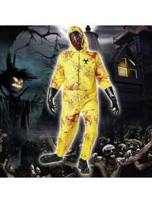 1 Set Halloween Zombie Cosplay Costume, Creative Haunted House Scary Outfit (Excluding Mask And Gloves) - Yellow - View 2