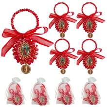 4PCS Organza Bags With Saint Jude/Virgin Mary Medal Door Hanger ,Rosary Catholic Gifts Set For Car Hanging Charm Home Door Hanger Decor - Multicolor - View 14