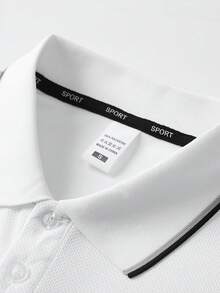 1pc Boyfriend Style Men's Soft Breathable Running, Fitness, Golf, Casual Short Sleeve Polo Shirt, Summer - White - View 4