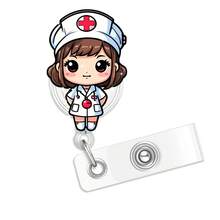 1个兽医专用可伸缩身份识别徽章卷轴，带旋转鳄鱼夹 - 多色 - 查看 8