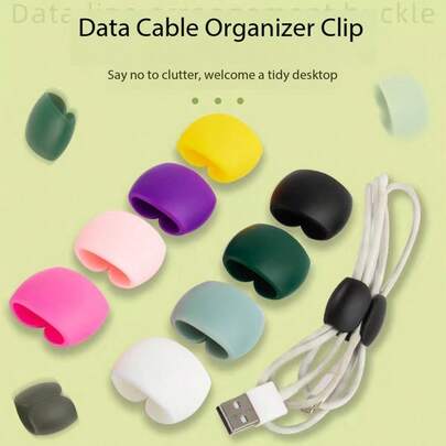 20pcs Data Cable Organizer Clips, Multi-Color Silicone Cable Winders, Travel Desktop Cable Management Clips, Earphone & Charging Cable Anti- Organizers, 10/5pcs Multi-Function Cable Clips, Portable Winders For Earphones/Charging Cables/Data Cables, Desk Cable Organizer 20pcs Set, Multi-Color Silicone Cable Clips, Travel Portable Winders, Earphone & Charging Cable Anti- Organizers