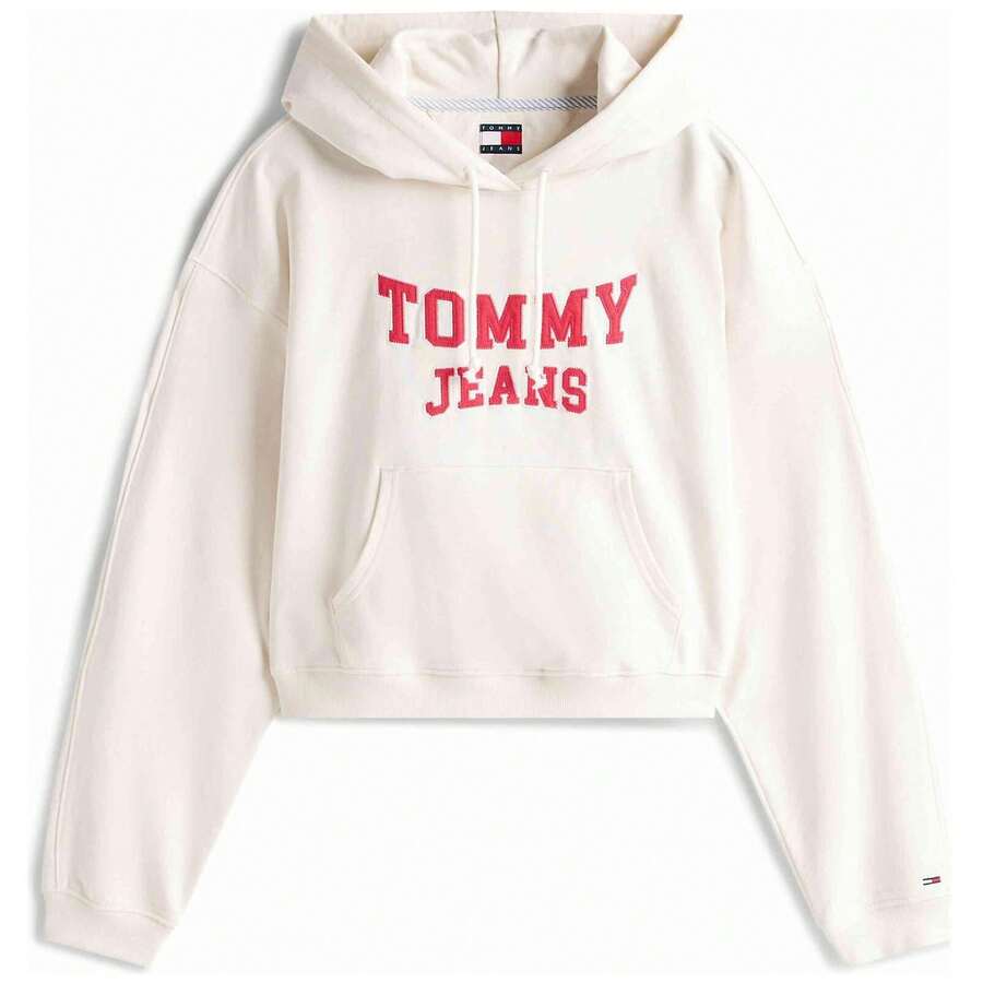 Tommy Jeans Hoodie DW0DW21598-YBH For Women In Color White - أبيض - مشاهدة 1