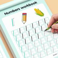 48 Page Learning Handwriting Dot Matrix Copying And Practicing Book, Digital 0-100 Exercise Book, Red Drawing Book, Pen Control Practice Copybook, Home And School Learning Workbook, - Multicolor - View 5