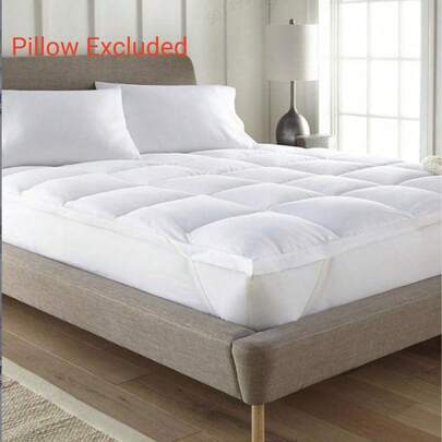 2-Layer Microfiber Mattress Topper, 10cm Thick With Silicone Filling And Rubber Corners/Edges, White - Suitable For Daily Use And Wedding Gifts!