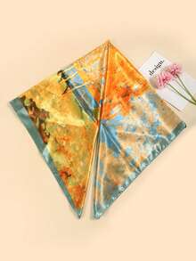 1 chiếc khăn quàng cổ/khăn bandana in họa tiết dài 90cm, phụ kiện thời trang nữ phù hợp cho bãi biển, kỳ nghỉ và sinh hoạt hàng ngày, giúp làm nổi bật trang phục của bạn. - xám xanh - Xem 2