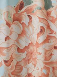 Áo khoác kimono satin kiểu Nhật màu xanh nhạt họa tiết hoa cúc – Kiểu dáng thanh lịch, mở phía trước, nhẹ nhàng, thích hợp cho kỳ nghỉ hè trên bãi biển, mặc ngoài bikini và trang phục mặc nhà thoải mái mùa xuân. - Màu xanh nhạt - Xem 5