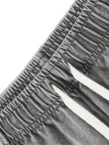 290g Washed, "Faith Over Fear" Printed Shorts, Premium Batik Cotton Men's Shorts, Suitable For Everyday Wear, Adjustable Drawstring Waist, Elastic Belt And Pockets, Festive Gift, Menswear. - 深灰色 - 查看 4