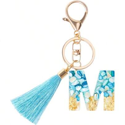 Llavero con inicial de alfabeto como regalo para mujeres y niñas pequeñas, con colgante de borla y mariposa