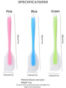 1-Piece Silicone Spatula, 3 Colors: Blue, Green, Pink, Jam Spreader, Heat-Resistant Cream Scraper, Mixing And Baking Tool, Kitchen Utensil, Apartment Essential, Food Contact , Made Of Silicone - View 3
