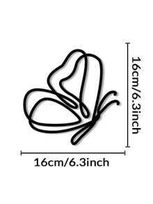 4件套金属蝴蝶心形墙饰 - 精致金属丝花卉挂饰，适用于室内/室外婚礼、生日派对、厨房、浴室 - 安装简便，尺寸8英寸x8英寸 - 黑色 - 查看 2