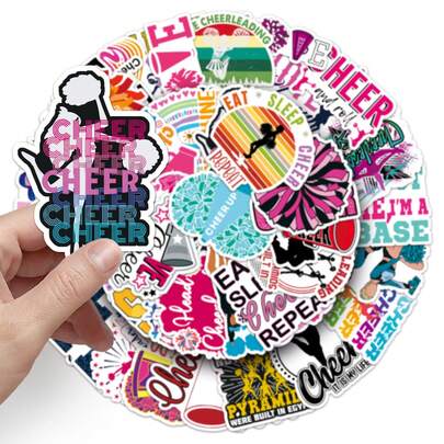50pcs Cheerleading Personalized Stickers For Luggage, Skateboard, Water Bottle, Car Decor, Sports Accessories Scrapbook Supplies Stationery Funny Stickers Kindle