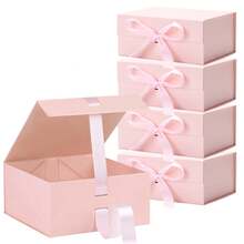 Caja de regalo de 9.5" X 7.1" X 4.3" con tapa, cinta y cierre magnético, adecuada para el Día de la Madre, dama de honor, cumpleaños, embalaje de regalo premium - rosa - Ver 13