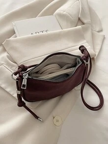 Litchi Texture Mini Crossbody Bag, New Stylish Compact Daily Versatile Shoulder Bag For Women - Burgundy - View 4