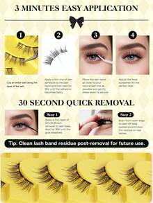 10 Pairs Demon/Cat Eye Style False Eyelashes, Natural Look, Curled Lashes, One-Piece Design, Sunflower/Camellia - View 5