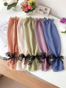 1 双女士夏季蝴蝶结防晒臂套，宽松透气仙女风保暖臂套 - 防曬袖套 - 查看 3