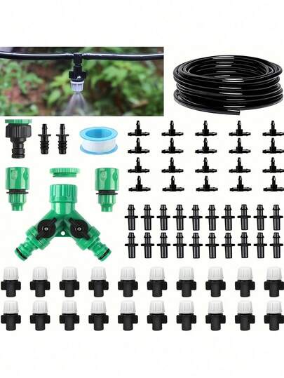 Garden Irrigation System Drip Irrigation Kit, Automatic Irrigation Equipment For Garden, Greenhouse, Flower Bed, Patio, Lawn