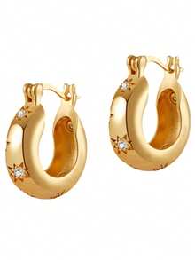 Classic Starry Sky Earrings For Women, European And American Fashion Luxury Versatile Stainless Steel Earrings, Hot Selling - Gold - View 9