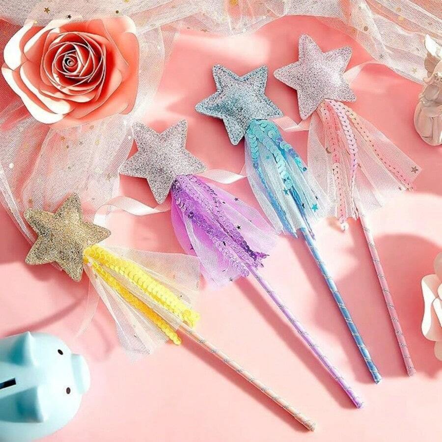 1pc/3pcs/5pcs Magic Wand, Fairy Wand, Glitter Star Wand, Magical Wand, Party Performance Props - Multicolor - View 1
