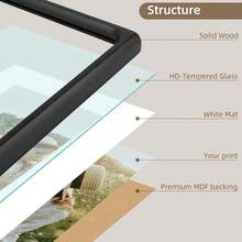 Golden State Art 4x6 Picture Frames - Black Solid Wood With Glass, Rounded Corner 4 X 6 Picture Frame Matted To 3x5 Photos - Wall Or Tabletop Decor Display - Black4x6 - 查看 5