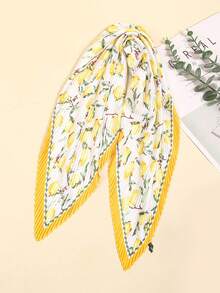 1 chiếc khăn bandana nữ mùa xuân mới, khăn quàng cổ in họa tiết nhăn, băng đô đa năng, thích hợp sử dụng hàng ngày. - Màu vàng - Xem 2