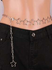 1pc Women's Street Style Copper Alloy Star Necklace - Bạc - Xem 4
