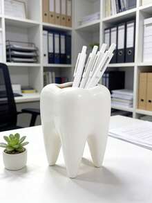 Creative Tooth-Shaped Pen Holder, Featuring Unique White Tooth Design, Suitable As Dental/Dentist Gift, Home Office Desk Organizer, Makeup Brush Holder Or Bathroom Toothbrush Holder, Great For Back To School Season - Dental Series - View 7