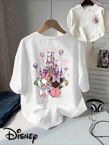 Disney Classic Cartoon Disney Authorized Daisy Minnie Double-Sided Printed T-Shirt, Short-Sleeved Round Neck Casual Shirt, Suitable For Summer And Spring, Short-Sleeved Shirt, Men's And Women's Clothing. - White - View 5