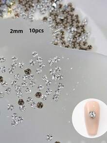 10顆裝奢華K9迷你水晶球美甲水鑽－透明白色不對稱平底3D美甲寶石，優雅閃亮美甲裝飾，適用美甲藝術（3mm-6mm）美甲飾品 - 白色 - 查看 8
