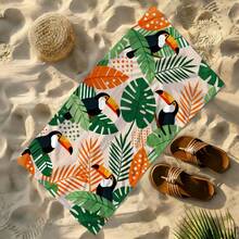 1pc Toucan Tropical Leaf Beach Towel, Super Soft Microfiber Extra Large Beach Blanket, Super Absorbent Bath Towel, Suitable For Travel, Pool, Diving, Surfing, Yoga, Camping, Available In Multiple Sizes, Beach Accessories For Beach, Pool, Travel, Camping, Yoga - Birds - View 16