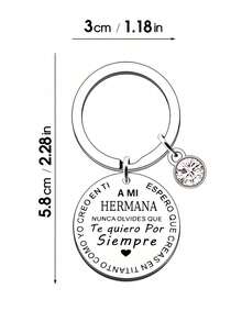 1pc Stainless Steel Key Chain, Spanish Customized Couple Keyring, Valentine For Friends Halloween Valentine's Day Valentines Car Accessories Bag Charm School Cute Goth Y2k Halloween Accessories Teachers Day Christmas Gift Ideas Bag Accessories Lanyards With Id Holder Car Accessories Bag Charms - Multicolor - View 5