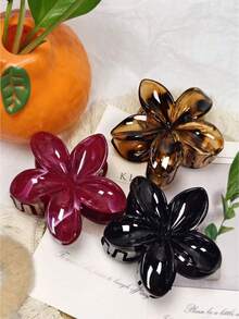 Set de 3 piezas de 8cm/3 pulgadas Pinzas de pelo elegantes de plástico con estampado de leopardo negro y flor roja, de estilo minimalista, adecuadas para uso diario, fiesta, trabajo, viaje, peinado, lavado de cara, maquillaje, combinación de atuendos. Pinzas de pelo, ganchos de pelo, pasadores de pelo, accesorios para el cabello, ropa de resort de otoño/invierno, estilo de verano para mujer. Pinzas de pelo de playa para vacaciones de verano - Multicolor - Ver 5