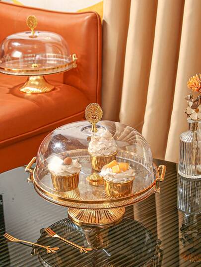 2pcs (1 Tray + 1 Cover) Plastic Tray, Multi-Purpose Serving Platter For Home Kitchen, Dining Room, Living Room, Food Storage Dish For Snacks, Candies, Cakes, Suitable For Tea Sets, Glassware, Cookies, Bread, Applicable For Home, Gatherings, Restaurants, Picnics, Weddings, Celebrations, Parties