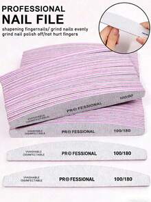 5/10/20/25/50pcs 100/180 Grit Sandpaper Nail Files And Buffers, Professional Double-Sided Nail Files, Acrylic Nail Art Tools, Nail Care Tools, Nail Art Supplies - Dusty Purple - View 3