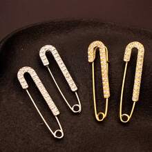 4pcs Crystal Rhinestone Brooch Pins, Suitable For Women And Girls. Gold And Silver Dual-Tone Brooch, Lapel Pin, Badge, Can Be Used To Decorate Sweaters, Dresses, Clothes, Hats And Accessories, Also Can Be Used As Office Decor, Shirt, Jacket, Jewelry, Christmas, Halloween Costume Pins, Funny And Cute Teacher's Day Gift, Clothing Accessories And Bag Charms. - Multicolor - View 6