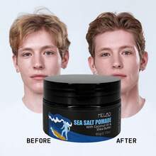 Sea Salt Pomade, MELAO Sea Salt Pomade With Coconut Oil & Shea Butter, Strong Hold Styling Wax For Men, Texturizes & Defines Curly Hair, Adds Natural Shine & Matte Finish, 60g/2.12oz - Wax - View 5