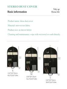 1/2/3件装拉链式衣物袋，大号西装连衣裙罩，旅行衣物收纳袋，节省空间的衣柜整理袋，适用于夹克、外套和外衣，塑料保护罩，学校用品衣物收纳袋 - 彩色 - 查看 6