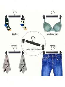 20/10/5 Pcs Black Plastic Clothes Hangers & Pants Hangers Set, With 2 Adjustable Rust-Proof Skirt Clips And 360° Rotating Hooks, Suitable For Jeans And Casual Pants - Multicolor - View 6