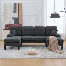 Sofas & Couches - Dark Gray + Linen + 4 Seat + Foam - View 4