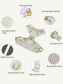 Medium/Small Dog Anti-Escape Adjustable Breathable Mesh Padded Vest-Style Pet Harness, Reflective Design Suitable For Walking, Hiking, Training, Daily Use, Great Value Set For New Pet Owners - Multicolor - View 3