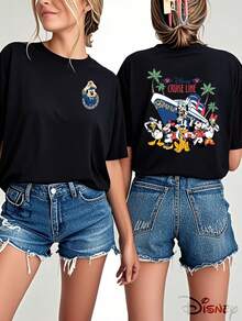 Disney Cruise Line Graphic T-Shirts Officially Printed Women's Short Sleeved T-Shirt, Suitable For Casual Shirts In Spring And Summer Seasons, Is The Best Choice For Gift Giving - 黑色 - 查看 1