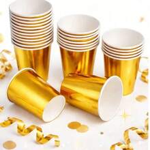 20/40 Macaron Gold Baking Paper Cups, Large Capacity Thickened Oil-Proof High-Temperature Resistant Cake Paper Liners, Home Party Dessert Table Wedding Decor Snack Paper Cups, Not Easily Deformed, Very Suitable For Weddings, Gatherings, Back To School, Graduation And Other Large Gatherings - Gold - View 2