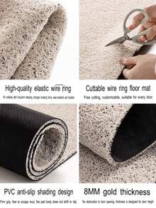 1pc Heavy-Duty Material Can Be Cut As Needed, Home Coir Entrance Mat, Easy-To-Clean Scraper Doormat, Wear-Resistant Outdoor Carpet, Home & Commercial Entrance Coir Doormat, Customizable. Modern Geometric Entrance Mat, Brown, Gray Tones With Spiral Concentric Circle Texture, Minimalist Style Suitable For Entryway, Wabi-Sabi Inspired Entrance Area. - Multicolor - View 8