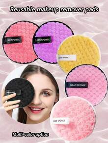 5 piezas Almohadillas reutilizables para desmaquillaje, Brochas de maquillaje, Esponjas de maquillaje, Esponjas de limpieza facial, Paños de limpieza facial, Esponjas de maquillaje, Borlas de polvo, Compactos de polvo, Borlas de polvo de fijación Almohadillas reutilizables Almohadillas de bambú faciales - Multicolor - Ver 6