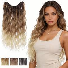 24-Inch V-Shaped Wavy Ombre Clip-In Hair Extensions, High-Temperature Fiber Material, For Women - Multicolor - View 8