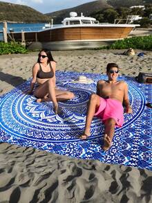 1pc New Outdoor Waterproof Anti-Sand Digital Printed Picnic Mat/Beach Towel, Fashionable And Fresh Pattern, Suitable For Camping And Picnics - Multicolor - View 8