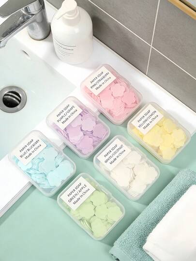 6 piezas de hojas de jabón de mano perfumado portátil - Adecuado para lavado de manos, baño, uso en el baño, suministros sanitarios. Conveniente para llevar. Aroma fresco.
