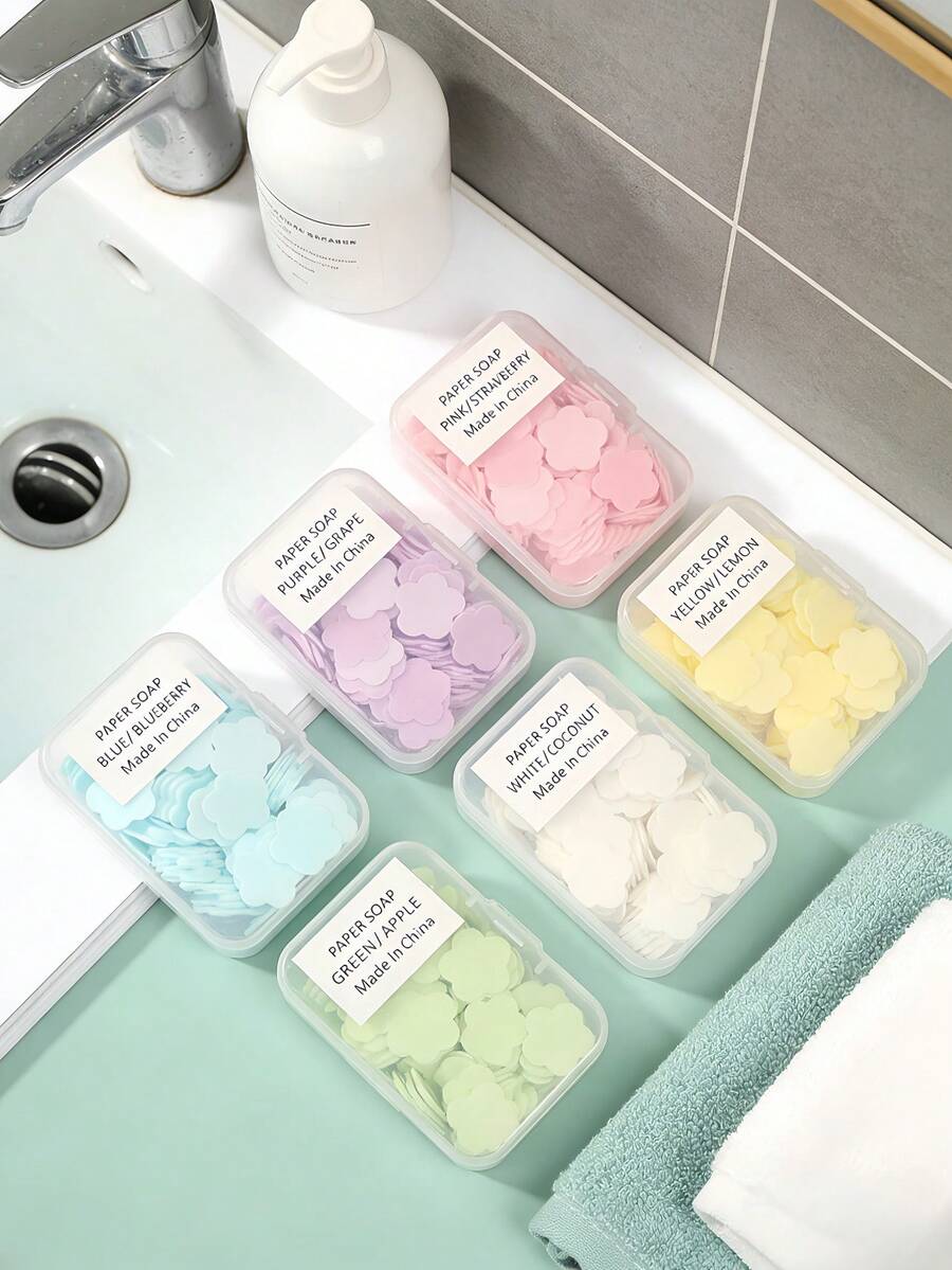 6 Lembar Sabun Cuci Tangan Wangi Portabel - Cocok untuk Mencuci Tangan, Mandi, Penggunaan Kamar Mandi, Perlengkapan Sanitasi. Mudah Dibawa. Aroma Segar. - MultiWarna - View 1